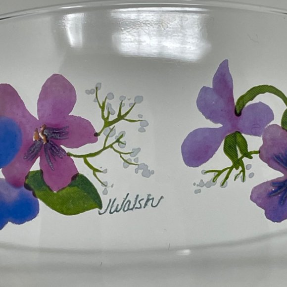 Vintage Set of 7 Avon Wild Violets Collection J Walsh Clear Crystal Glass Bowls - Picture 4 of 10